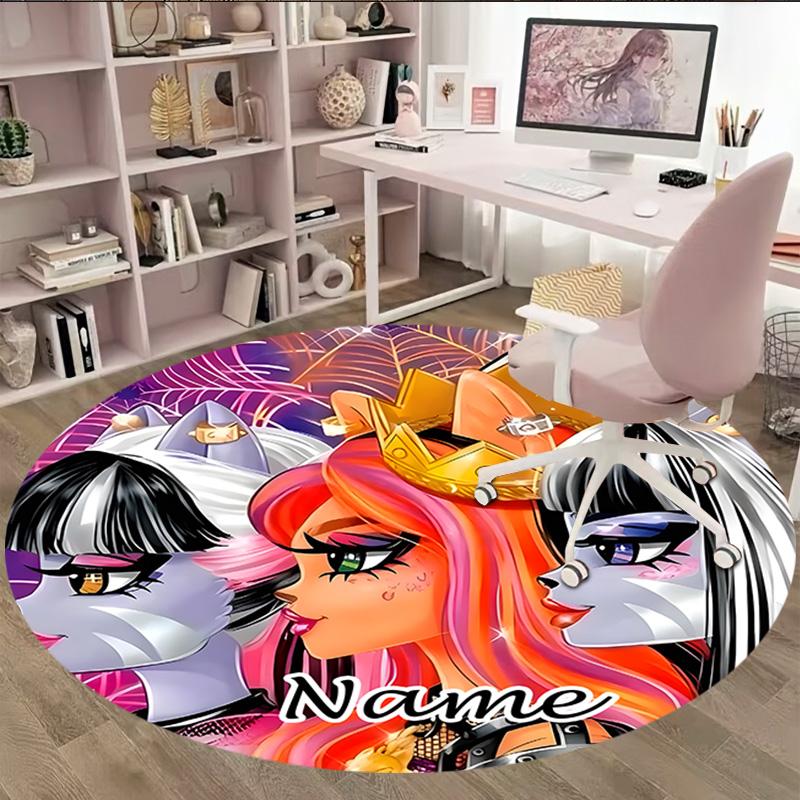 Customizable Monster High Draculaura1 Round Non-Slip Carpet - Ideal for Garden, Picnic, Office, Perfect for Decoration, Suitable For All Seasons