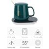 Constant Temperature Cup with Mug Warmer Thermostatic Coaster Mug and Warmer Pad CN (Green(Cup Lid Spoon Mat) )