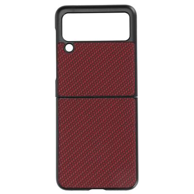 Handyhülle mit Carbonfaser-Muster zum Aufklappen für Samsung Galaxy Z Flip 3 SchutzhülleRot