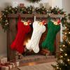 Cable Knit Gift Storage Bag Bone Shape Hanging Ornament Soft Christmas Stocking Fireplace