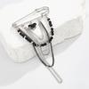 Exaggerated Personality Heart Multiple Chain Tassel Brooches for Women Fashion Imitation  Pearl Brooch Suit Pants Bag Decoration