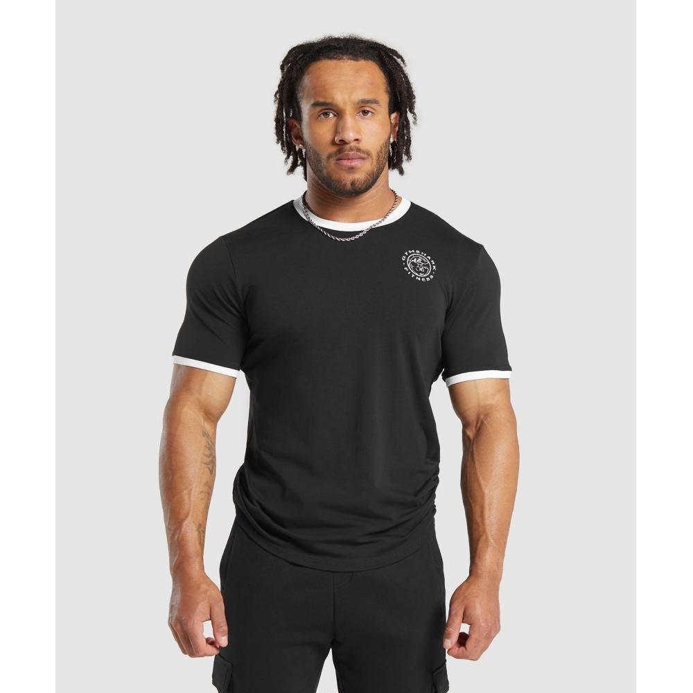 

Gymshark Legacy Ringer T shirT Black whiTe A1b5d Bb3f S