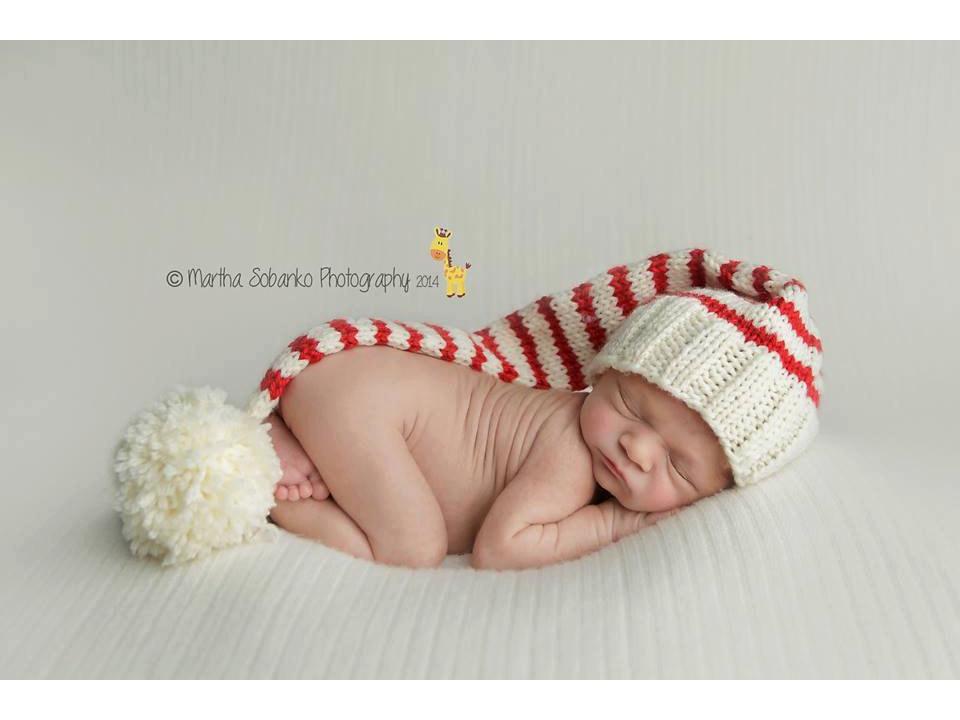 Winter Baby Long Tail Pom Pom Hat - Photography & Christmas Props for Children
