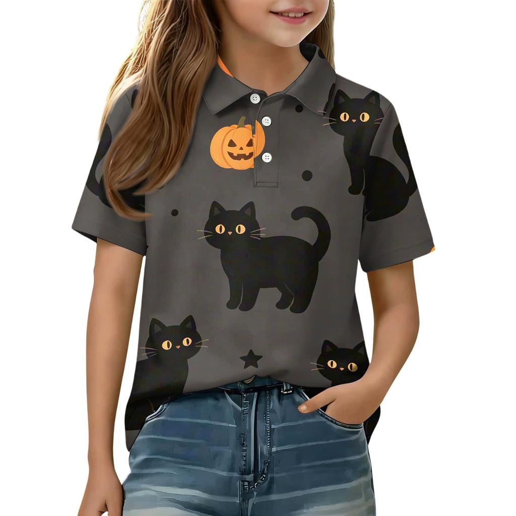 Kids' Halloween Printed Shirt Casual Short Sleeve for Boys Girls Party Costume