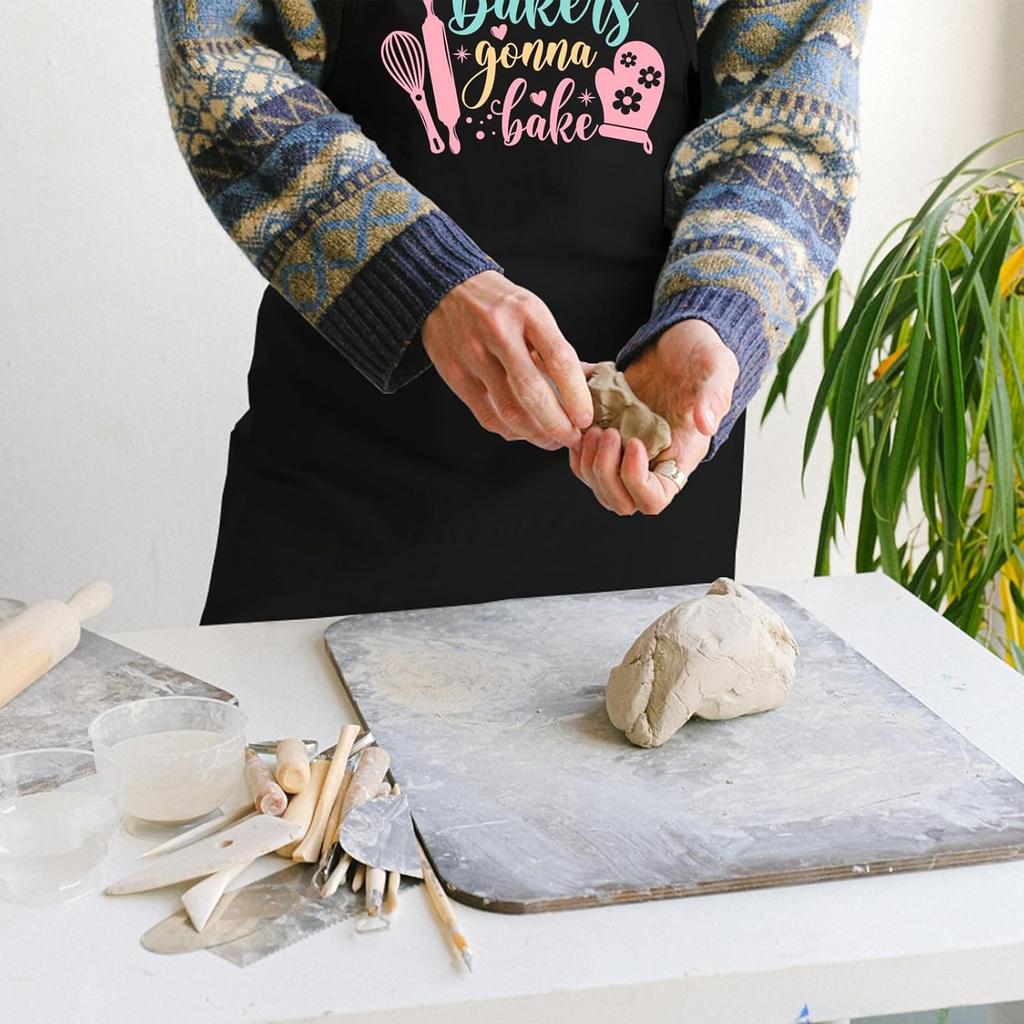 Funny Baking Aprons for Women, Cooking Kitchen Aprons with Pockets, Cute Baking Gifts for Bakers Her Mom Birthday