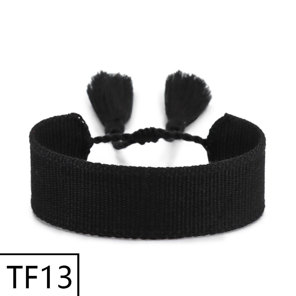 Adjustable European & American Fashion Embroidered Polyester-Cotton Tassel Bracelet with Customizable Logo