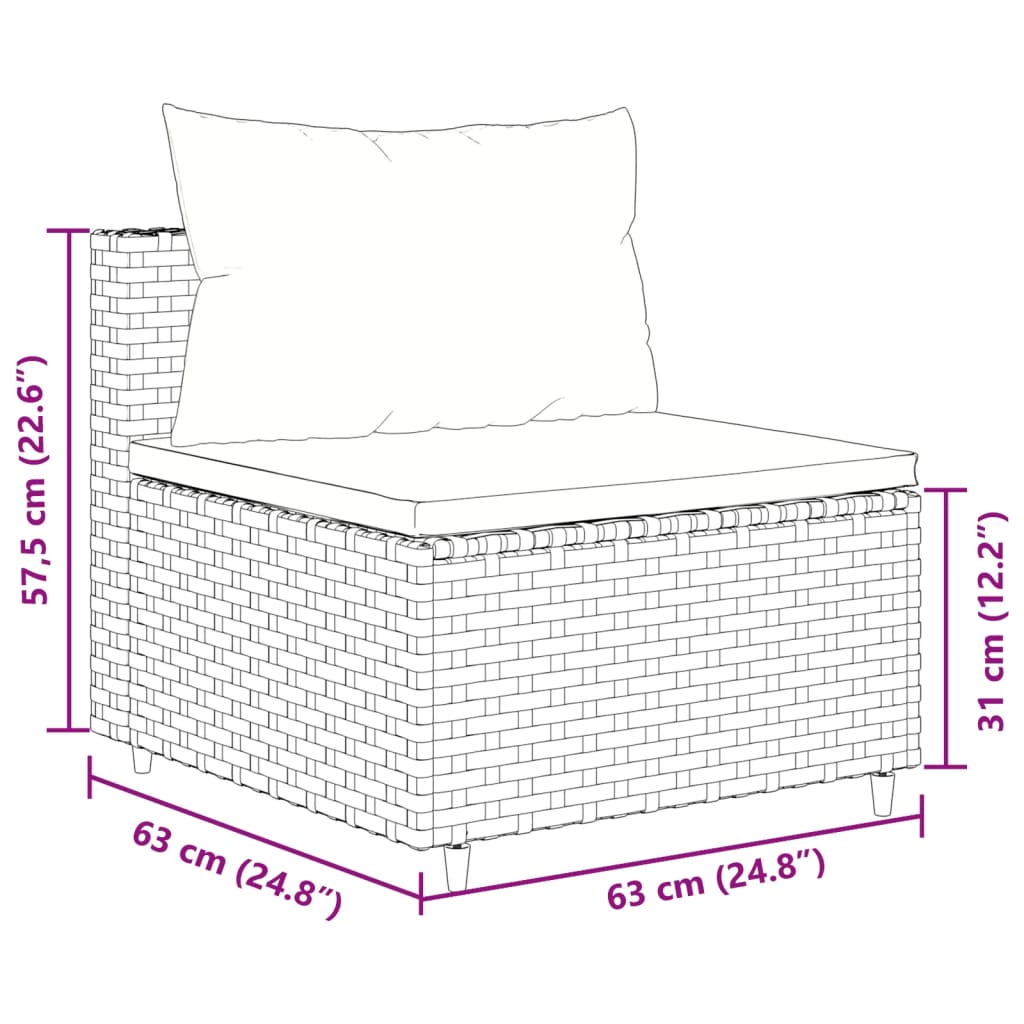 10 Piece Garden Lounge Set with Cushions Grey Poly Rattan