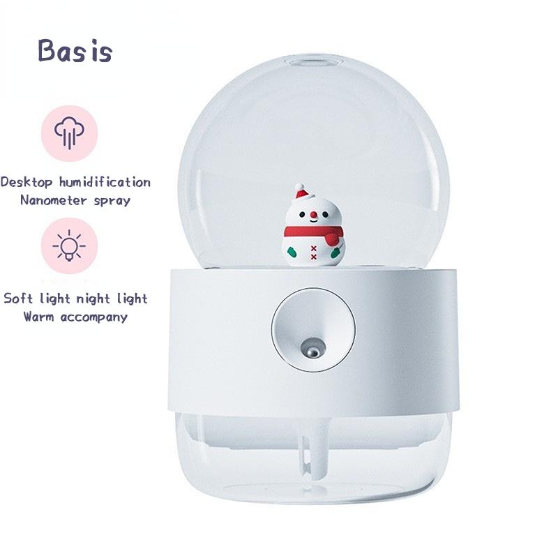 

300ml Wireless Air Humidifier Rechargeable Rotating Music Humidifier Cute Night Lamp Home Aroma Oil Diffuser Warm Christmas Gift