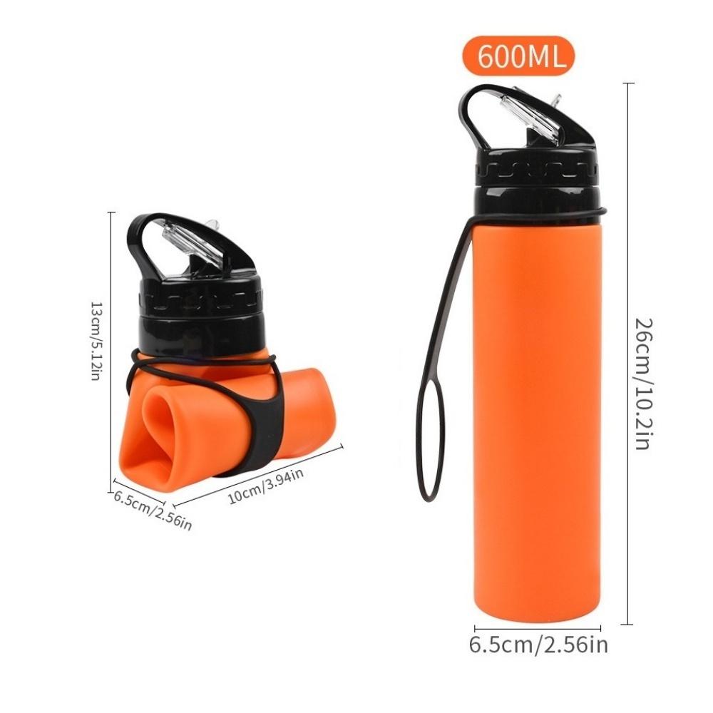 600ML, Foldable Silicone Water Bottle, Portable Sports Water Bottle, Suitable for Hiking, Camping, Lightweight and Foldable Desi