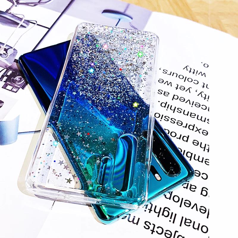 Luxury Glitter Case For Huawei P30 P40 P50 P20 Pro Lite Transparent Soft Back Case For Huawei P9 P10 Plus Shockproof Back Cover