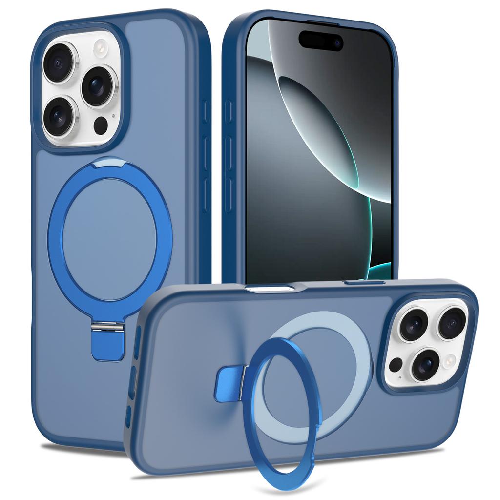 For Apple 17pm stand type mobile phone case magnetic two-in-one For iPhone16promax matte 15 protective case