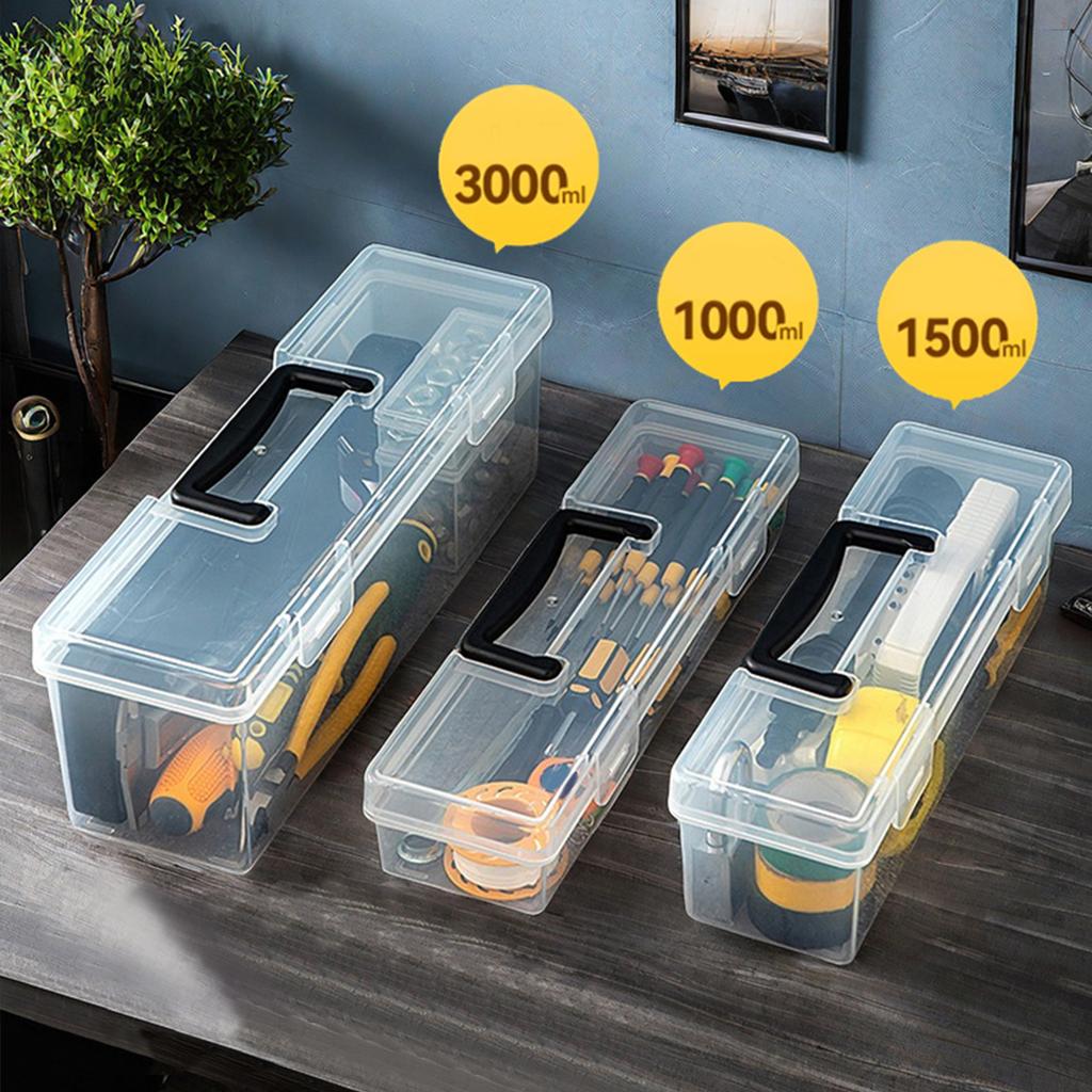 Transparent Handheld Toolbox Portable Large Capacity Thickened Plastic Hardware Tool Storage Box With Handle Tool Organizer Box