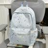 Casual Student Backpack With Nylon Material And Flower Print For Travel And School Use