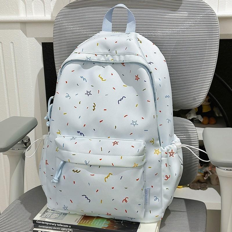 Casual Student Backpack With Nylon Material And Flower Print For Travel And School Use