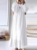 2024 Women's Long-Sleeve Vintage Ruffle Hem Dress - Spring/Autumn Fashion