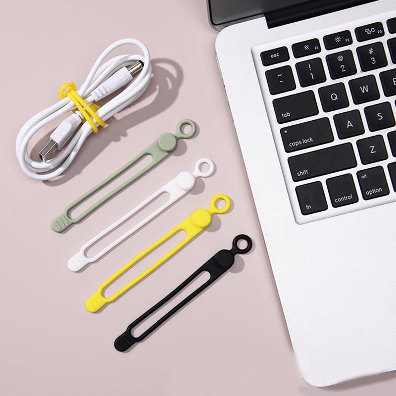 Adjustable Silicone Multi Purpose Cable Organizer Fastening Strap for Electronics TV Charging Cord Storage