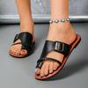 Fashion Slip Toe Sandals Summer New Retro Simple Versatile Metal One Buckle Soft Slip Anti-Slip Beach Casual Flat Flip Flops
