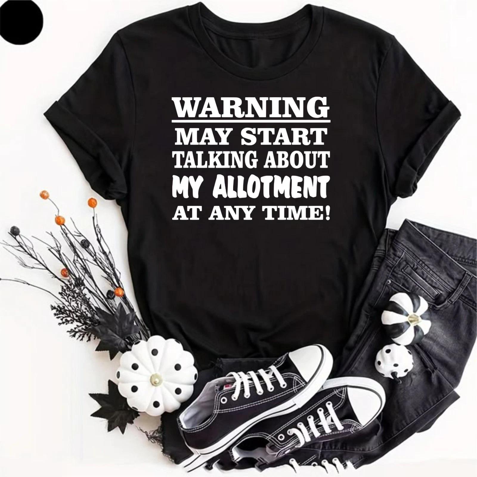 Warning Talk Allotment T- Shirt Funny Gardener Shirt Allotmenteer Gift Grower Top M