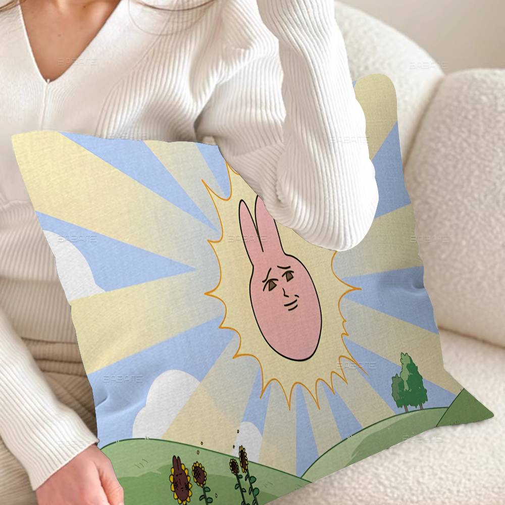 My FFriend Pink Rabbit Funny Anime Pillow Gift Home Office Decoration Bedroom Sofa Car Cushion Cover Case x
