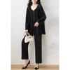 Elegant Plus Size Black Blouse for Women In Loose New Chinese Style with Long Sleeves