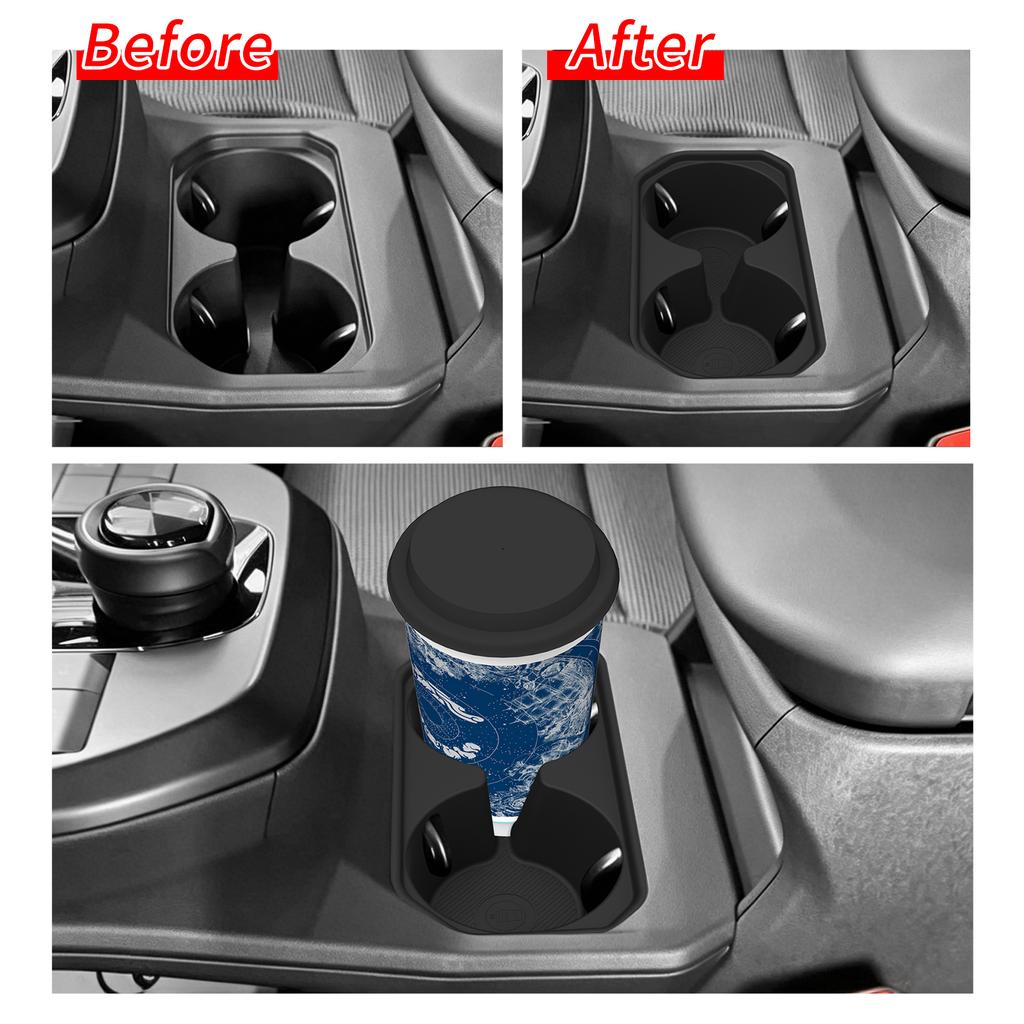 LUCKEASY for Toyota BZ4X/BZ 2026 TPE Center Console Cup Holder Liner Shock-Absorbing Car Interiror Accessories Black