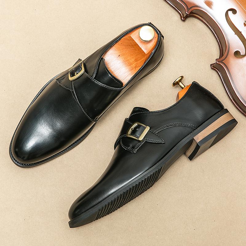 New Fashion Men Pointed Black Brown Dress Business Suit Casual Shoes Monk Strap Loafers Party Wedding Dress Homecoming Footwear