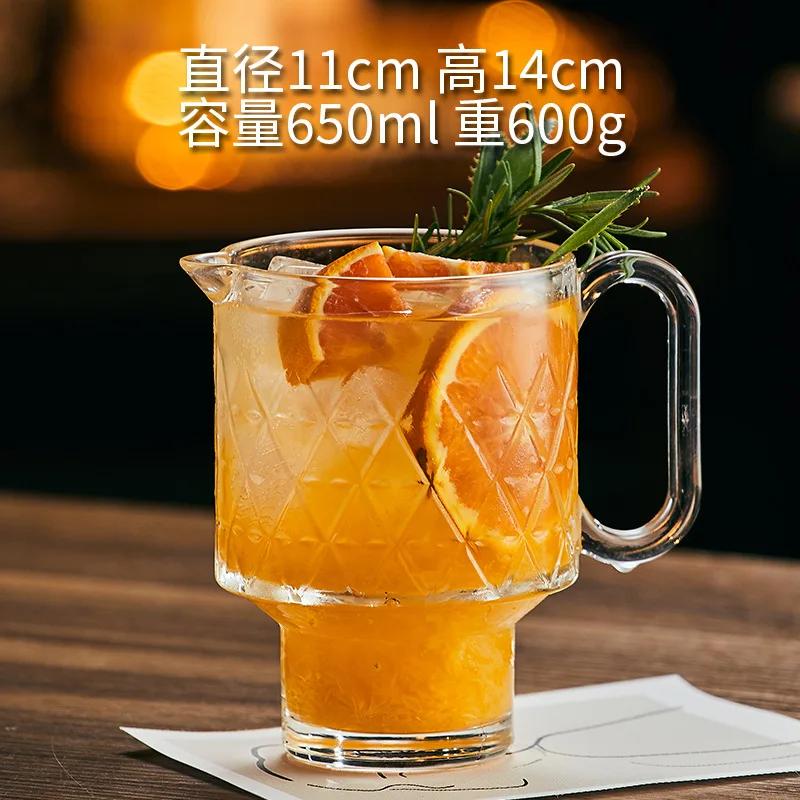 

1 шт. 650 мл большая емкость для фруктовых стаканов с ручками коктейльный бокал летний лимонный чай чашки сока подходит для баров клубных встреч 650ML