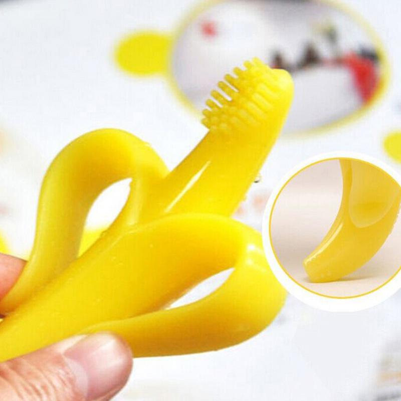 Orange High Quality Safety Eco-friendly Baby Teether Teething Rings Banana Silica Gel Toothbrush