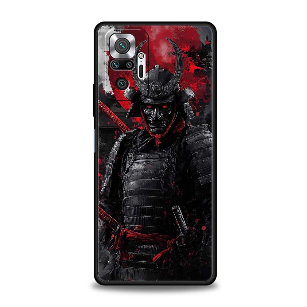 Japanese Bushido Samurai Phone Case For Xiaomi Redmi Note 14 13 5G 10 11 12 Pro Plus 4G 14C 13C 12C 10C Black Cover