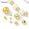 10-100Pcs/Lot 14/18K Gold Plated Brass Bead Metal Ball Round Loose Spacer Beads,DIY Bracelet Necklace Making Accessories
