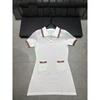 European Spring 2025 Hollowed Lapel Knit Short-Sleeve Dress