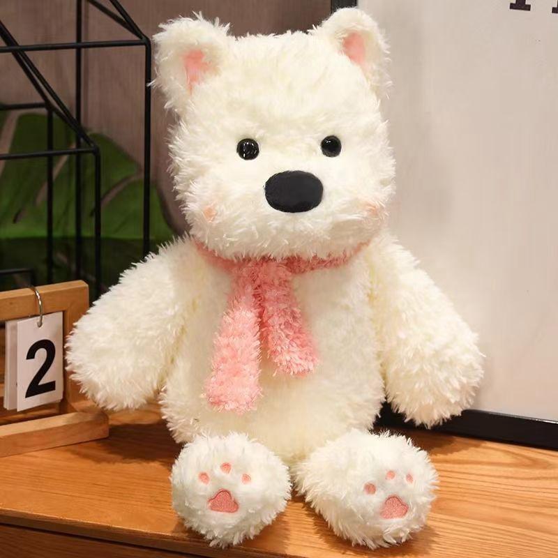Cute Plush West Highland Dog Plush Toy White Terrier Dolls Stuffed Soft Dog Pillow Kawaii Toy for Birthday Gift 50cm