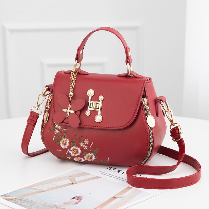 PU Leather Crossbody Shoulder Bags Women's Handmade Embroidery Multifunctional Handbags Purse Ladies Vintage Design Satchel Bags