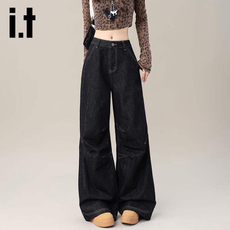 Izzue It Women's High-Waist Vintage Loose Wide-Leg Jeans