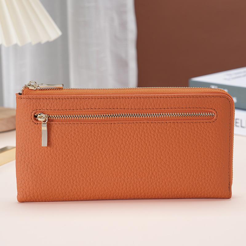 

Женский кошелек из натуральной кожи длинный противоугонный кошелек-кисть из коровьей кожи для монет и мелочи многокарточный ручной кошелек женский оранжевый
