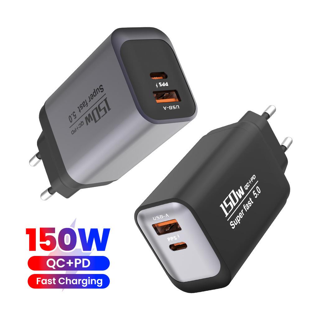 150W Dual Port USB & Type-C Charger, PD 22.5W Fast Charging Adapter