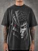Guts Berserk Split Berserker Mineralne Płukane Wodą Koszulka Graficzna | Ciężka Nadwymiarowa Koszulka | Vintage Streetwear