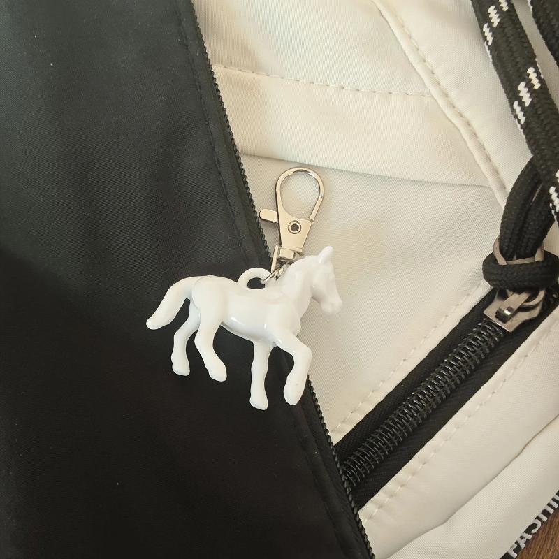 Cute Acrylic Cartoon Animal Stereoscopic Small Horse Keychain For Women Men Charm Pendant Bag Decoration Accessories