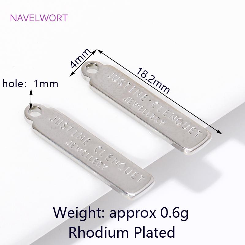 

18K Gold Plated Slender Strip Charms Brass Metal Letter Tag Charm Pendants For DIY Jewelry Making Handmade Crafts Accessories 10 pieces
