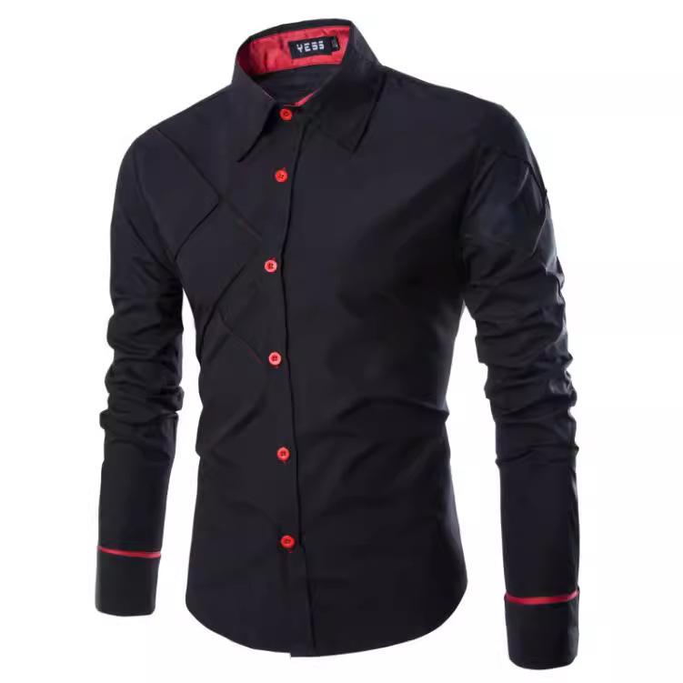 Spring and Autumn Fashion Men's Long Sleeved Shirt, Casual Checkered Printed Shirt