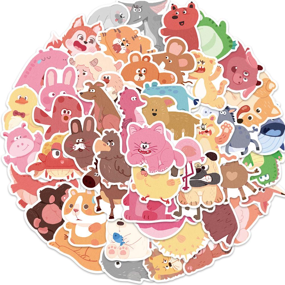 50 Cartoon Watercolor Animal Graffiti Stickers Personalized Decorative Guitar Notebook Suitcase DIY Waterproof Stickers