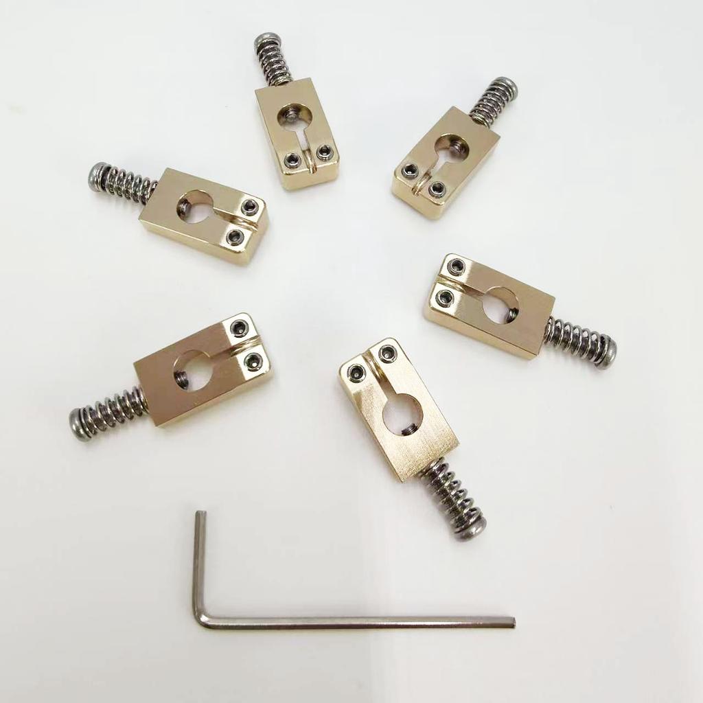6-piece Set of Round-hole Bridge Natural Brass and Natural Stainless Steel Electric Guitar Bridges String Guide Bridge