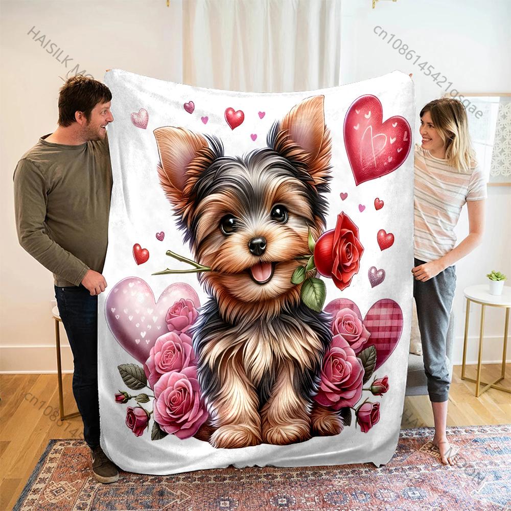 

1PC Yorkshire Terrier Print Blanket Warm Soft Fluffy Kids and Adults Sofa Bed Throw Blanket for Home Travel Camping Multi Size 75x90cm