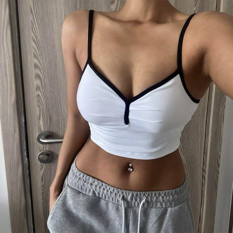 

Fashion Camisole Color Matching Inner Match Sexy Sports Bra L White