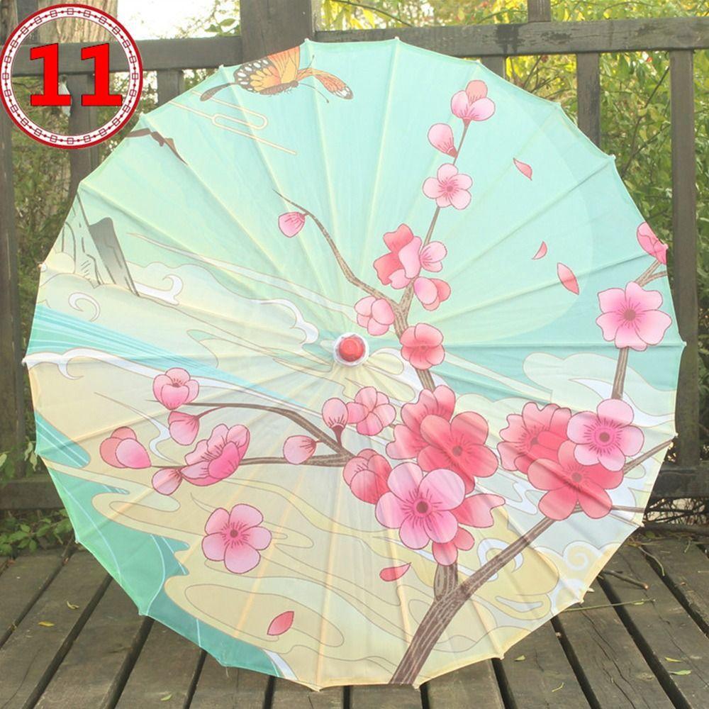 Printed Silk Oiled Paper Umbrella Tassel Design Silk Fabric Umbrella Bridesmaids Party