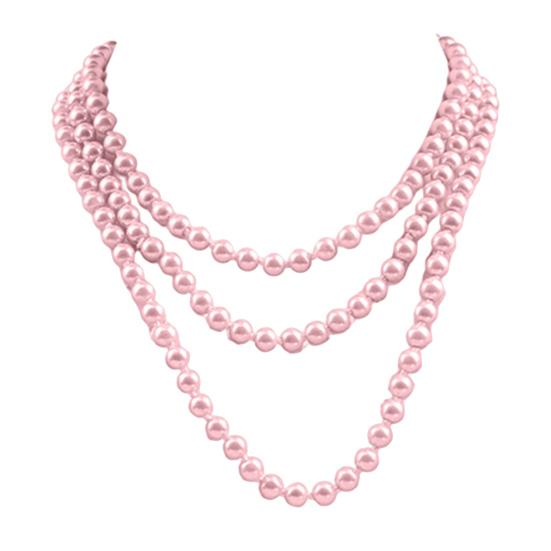 Faux Pearl Necklace Charming Sleek Glass Cluster Long Simulated Pearl Necklace for Anniversary