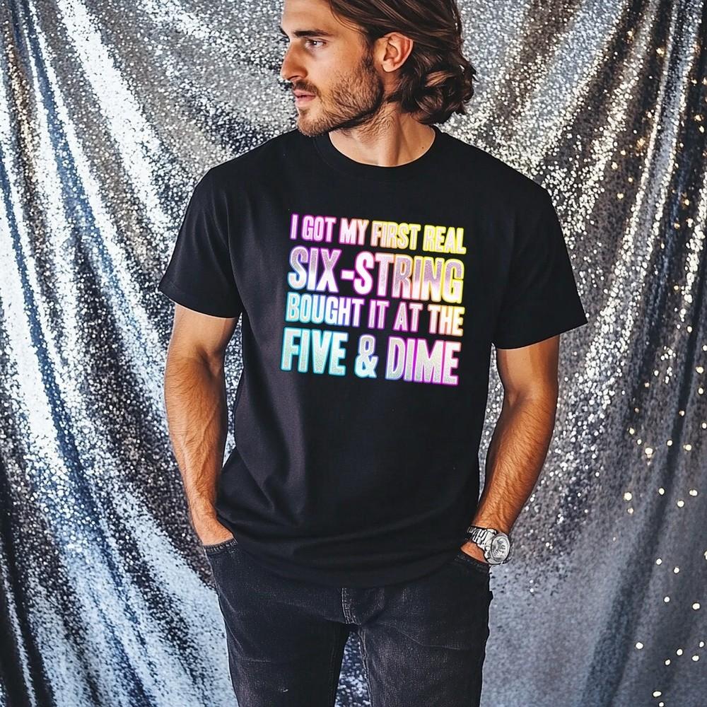 

Summer Of 69 First Real 6 String T-Shirt Funky Print Fancy Dress Weekend 80s 4XL