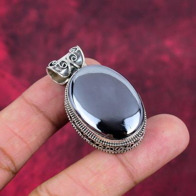 Shungite Pendant, 925 Solid Sterling Silver Gemstone Jewelry, Handmade Pendant, For Thanksgiving