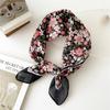 55cm Girls Cotton Linen Spring Square Scarf for Women Chic Headband Fashion Decorative Hairband Floral Neck Scarf