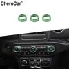 3XAir Condition Switch Knob Trim Ring Cover Green For Jeep Wrangler JL& JT 18+